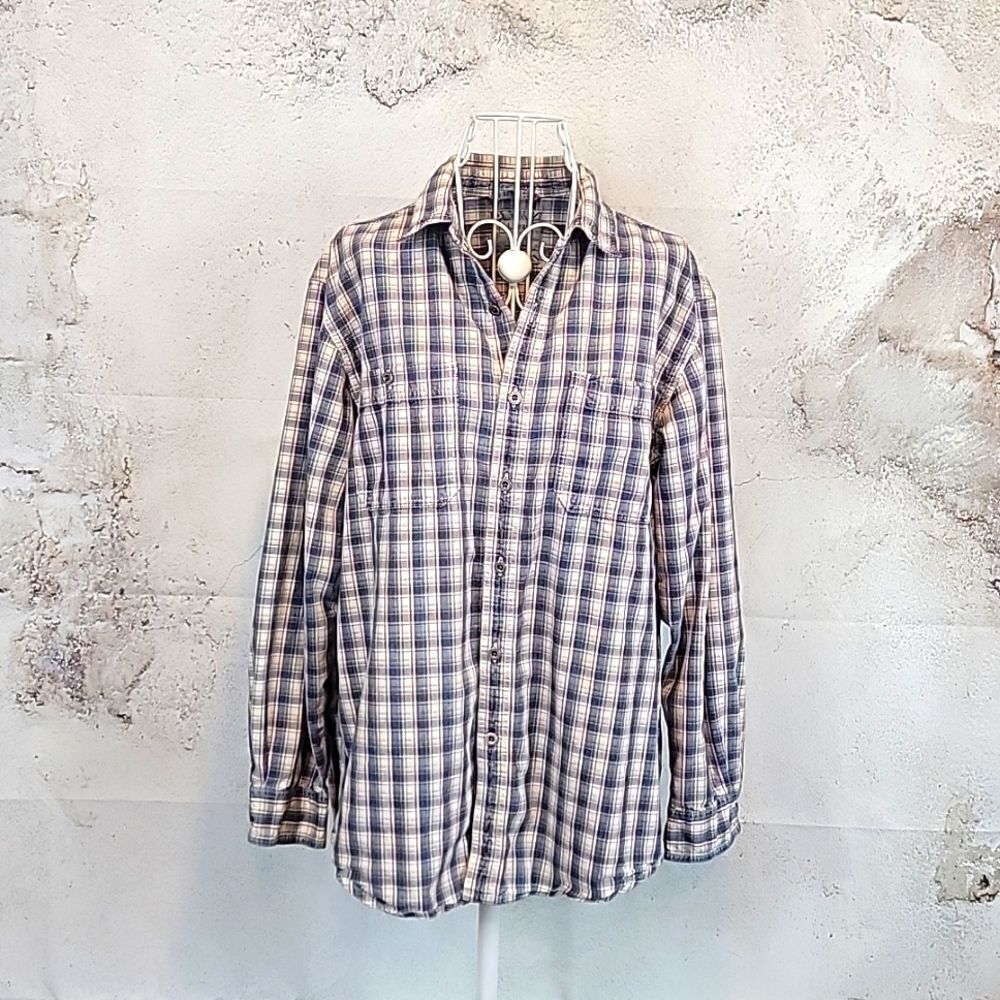 L.L Bean Men's brushed cotton plaid button-down shirt Size M